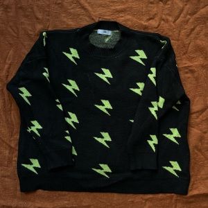 Neon Print Black Knit Sweater